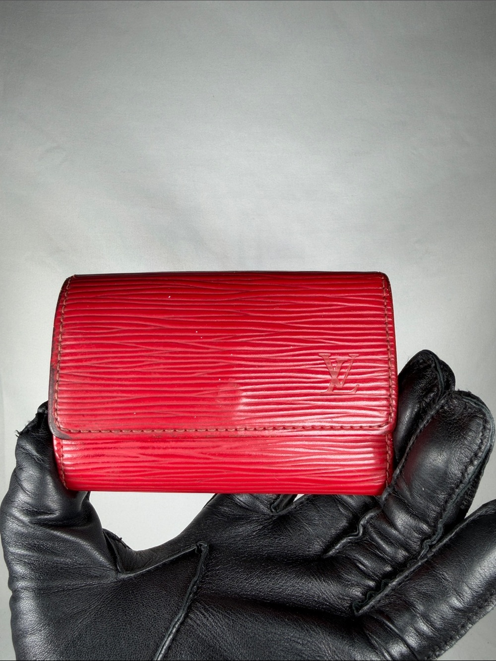 Authentic Louis Vuitton Red Epi Card Wallet/Key Holder